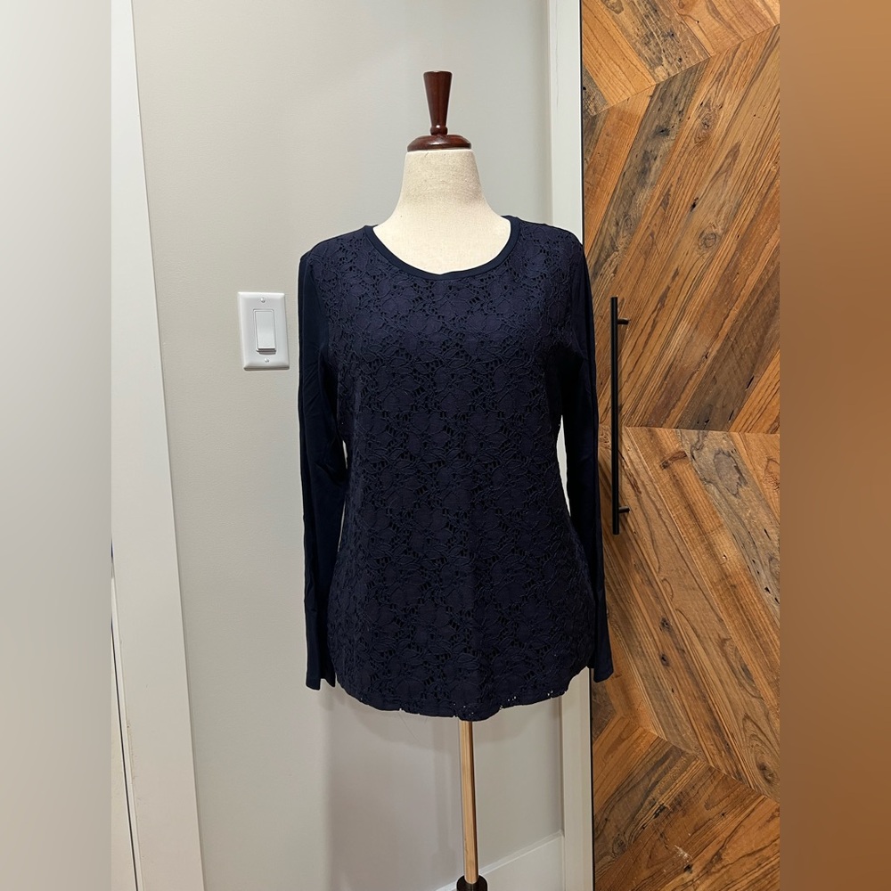 Talbots Navy Lace Women's Blouse XLP
